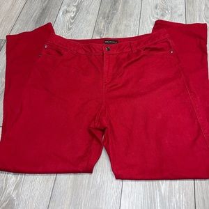 Dana Buchman Denim Straight Red Stretch Pants Womens Size 14